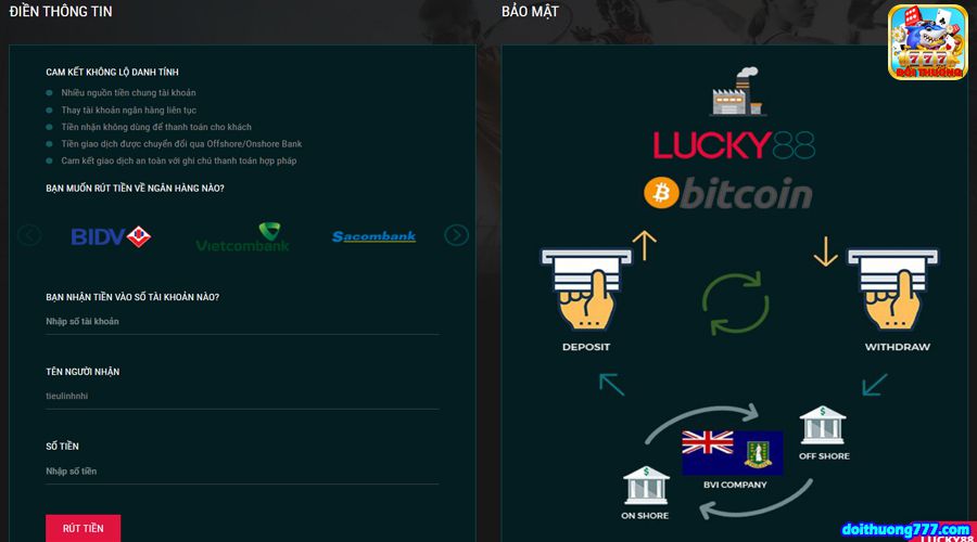 Hướng dẫn rút tiền Lucky88