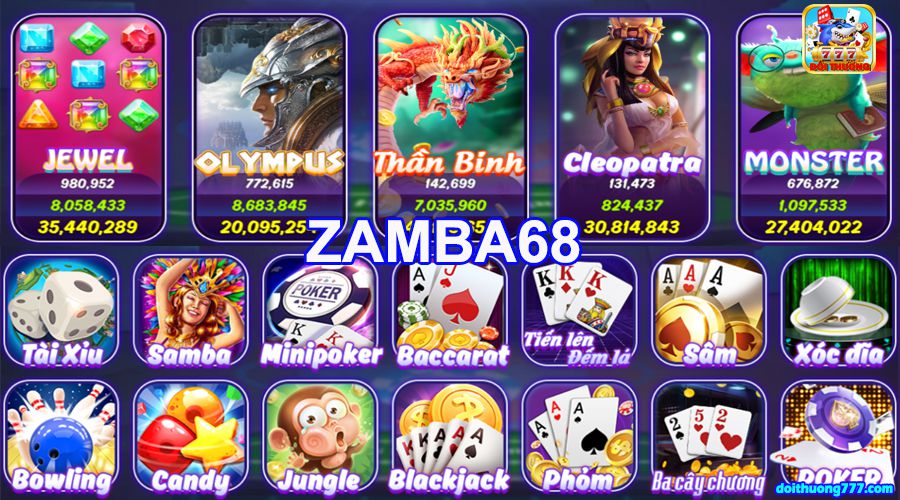 Kho game của cổng game Zamba68
