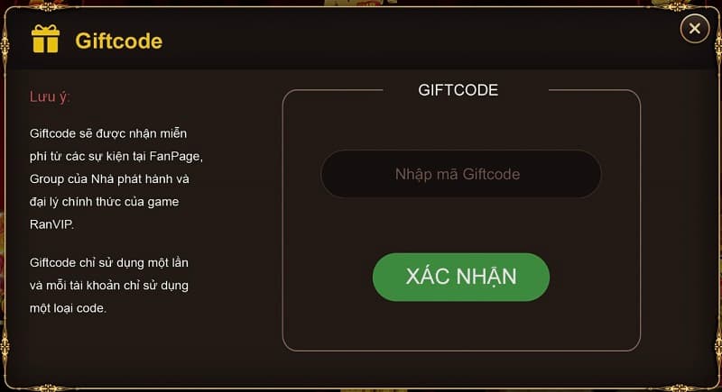 Nhận Giftcode Ranvip